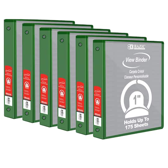 BAZIC® 3 Ring View Binder with Pockets, 6ct. in Green | 1" | Michaels®